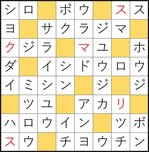 クロスワードde懸賞 No.2825　答え